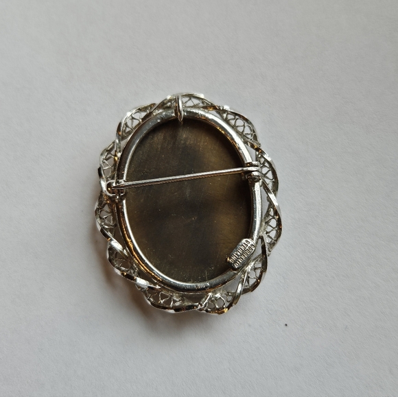 Vintage Tiger's Eye Brooch Sterling Silver Pendant Brooch Boho - Picture 4 of 6